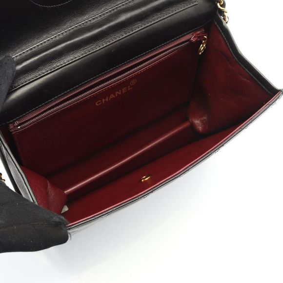 Chanel Shoulder Bag Matelasse Single Flap Black Lambskin Matelasse Push Lock - Picture 3 of 10